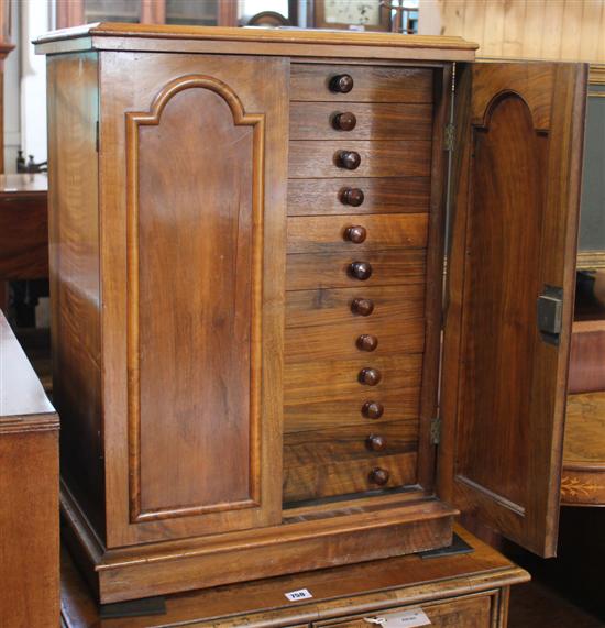 12 drawer walnut collectors cabinet